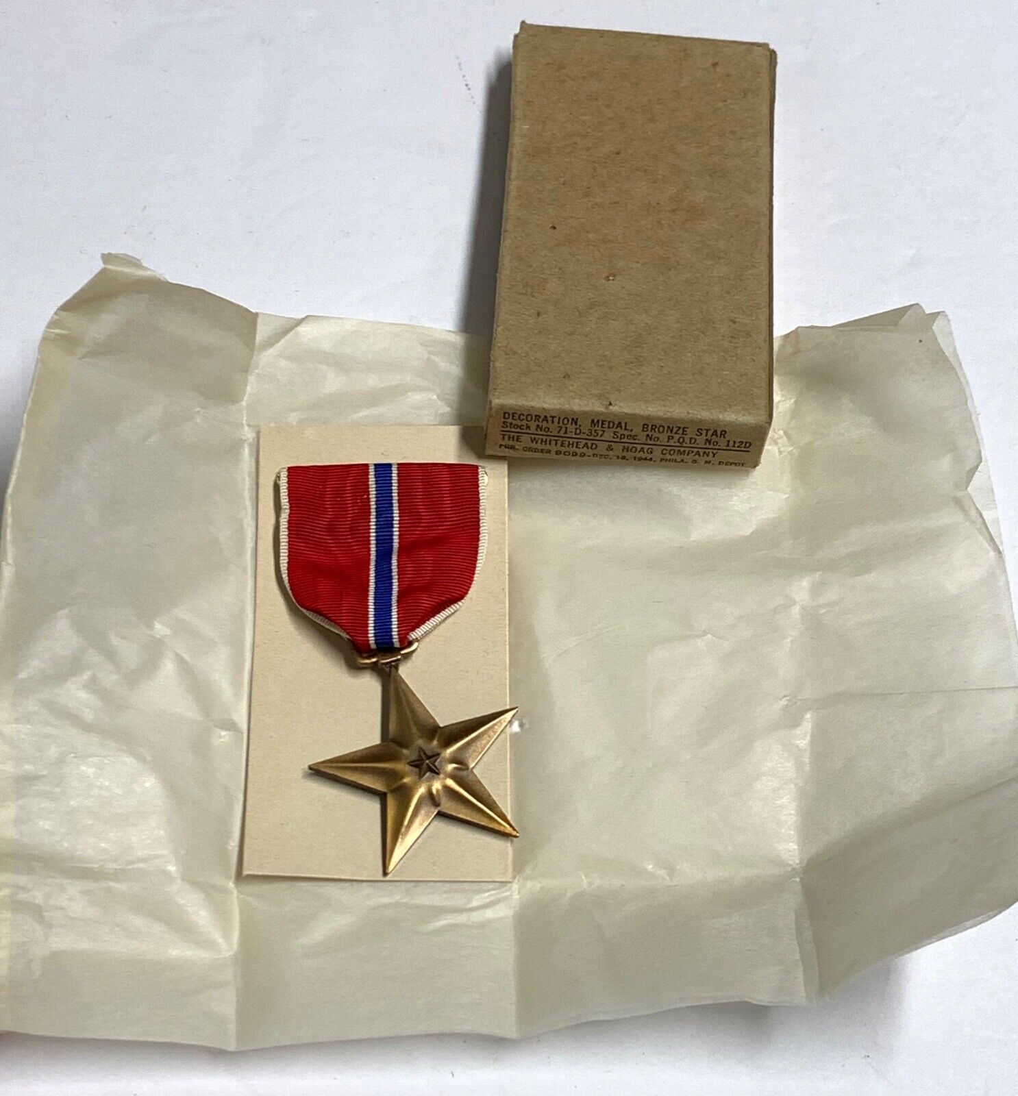 Orig WWII Slot Brooch Bronze Star Medal in 1944 Dated Original Box, Un-Issued