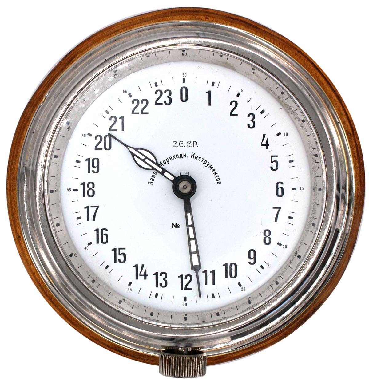 8-day Soviet Brass 5CM-FSWT 1962-made Boat/Submarine Clock w/ 24-hour Navy Dial