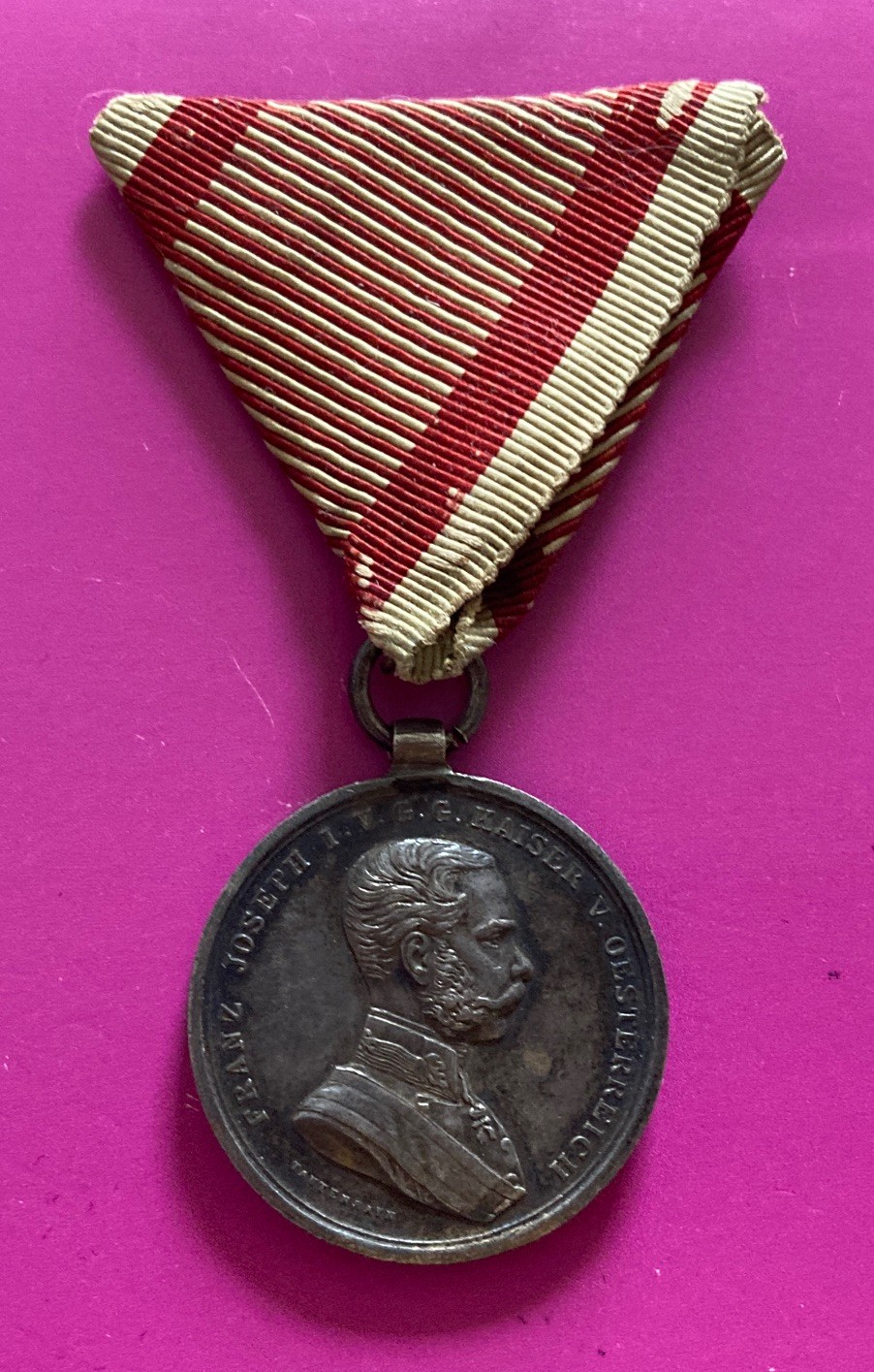 Austro-Hungarian WWI 1914 Bravery Medal Silver Very Nice Toned Choice AUNC.