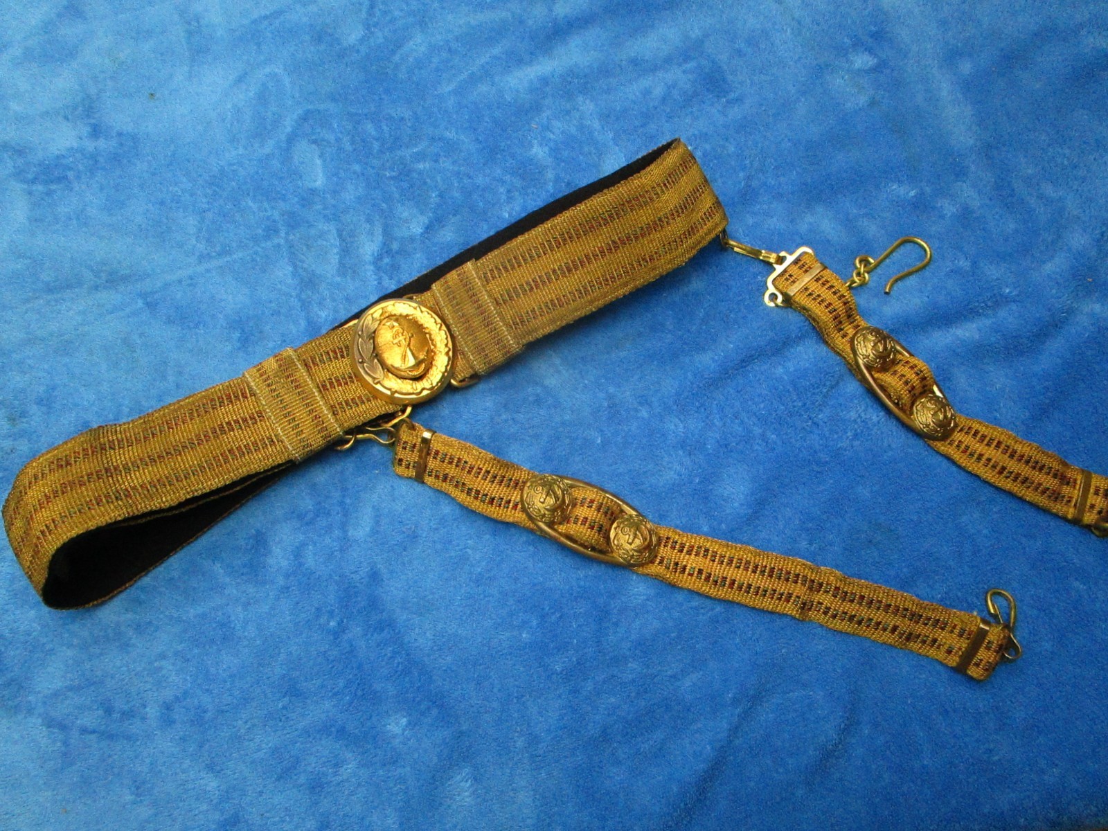 ORIGINAL VINTAGE RUSSIAN NAVY ADMIRAL OFFICER PARADE BELT WITH DAGGER HANGERS