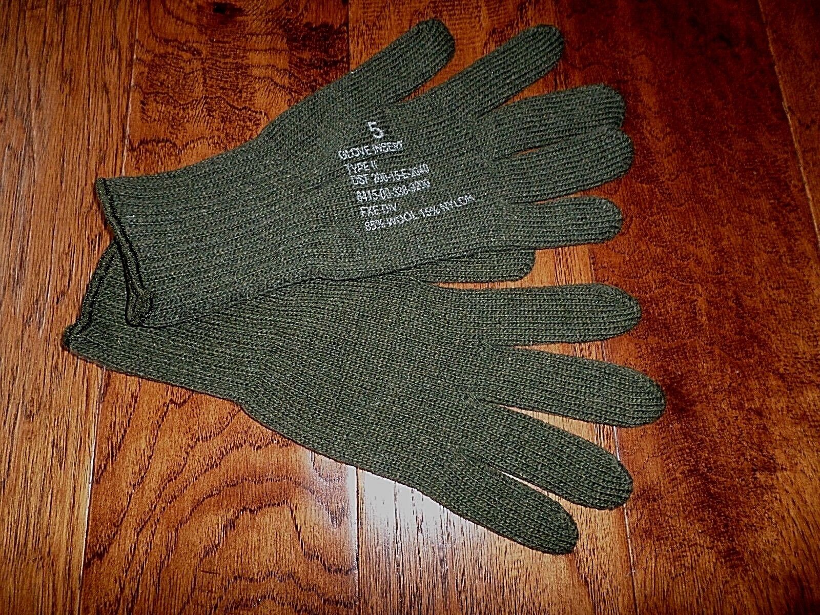 U.S MILITARY STYLE D3A COLD WEATHER GLOVE LINERS 85% WOOL 15% NYLON SIZE LARGE