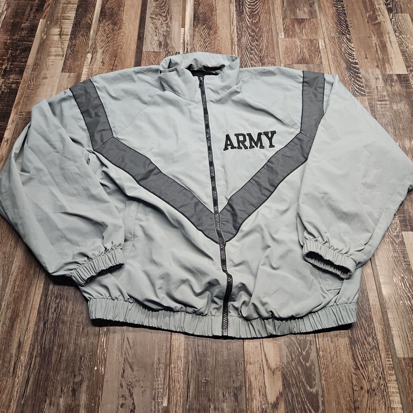 Vintage Army Jacket Mens Medium Gray Full Zip Windbreaker Fitness Military