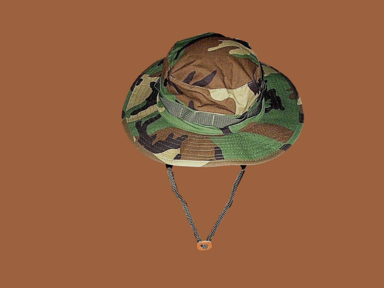 U.S MILITARY STYLE HOT WEATHER BOONIE HAT WOODLAND CAMOUFLAGE RIP-STOP X-LARGE