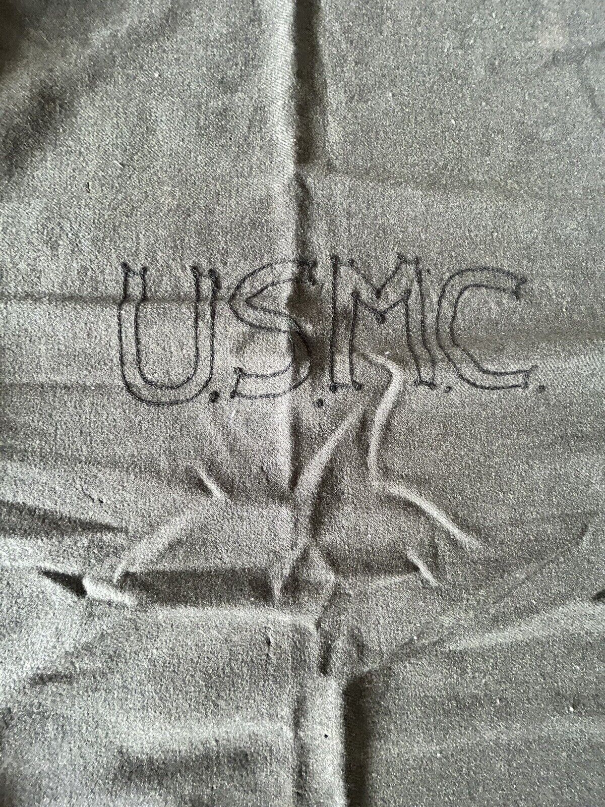 Original WW2 USMC US Marine Corps Green Wool Field Blanket 74” X 62” Issued *