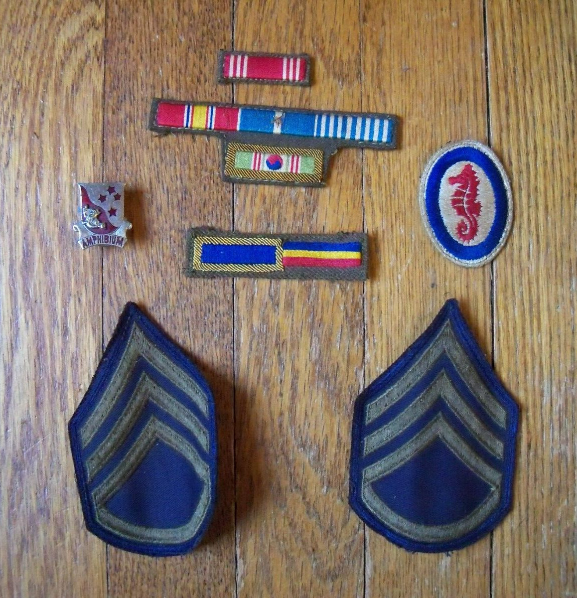 WW2 - US Army Hand Sewn Ribbon Bars - Uniform Rank & Unit Patches - Korea
