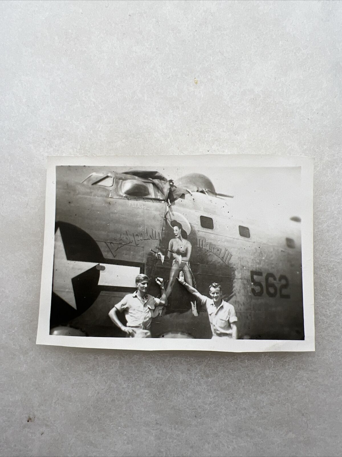 WW2 US Army Air Corps Nose Art “Pistol Packin Maria” Painted Plane Photo (V132