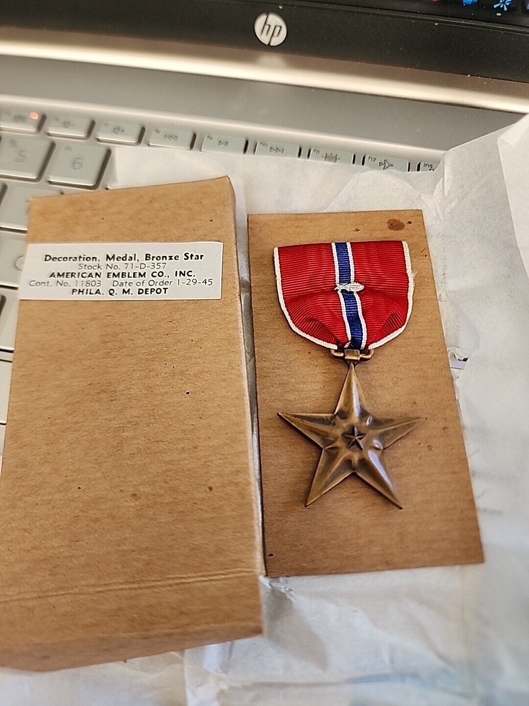 WW2 Army Bronze Star Medal W/Cluster In Dated Box 1-29-1945 SEE STORE WW1 -WW2
