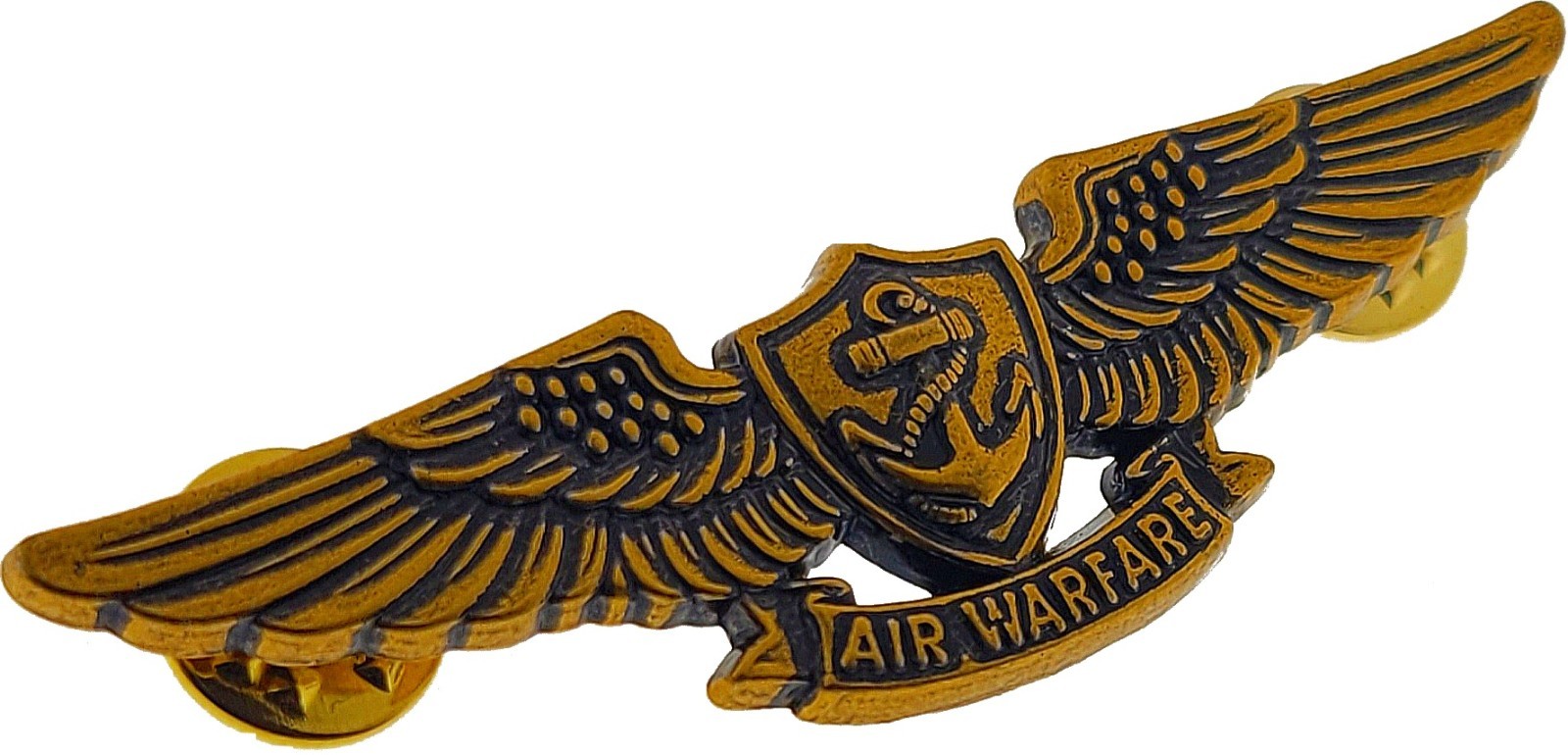 Navy Badge Aviation Warfare Specialist - regulation size 2.75" Antique Gold Pin