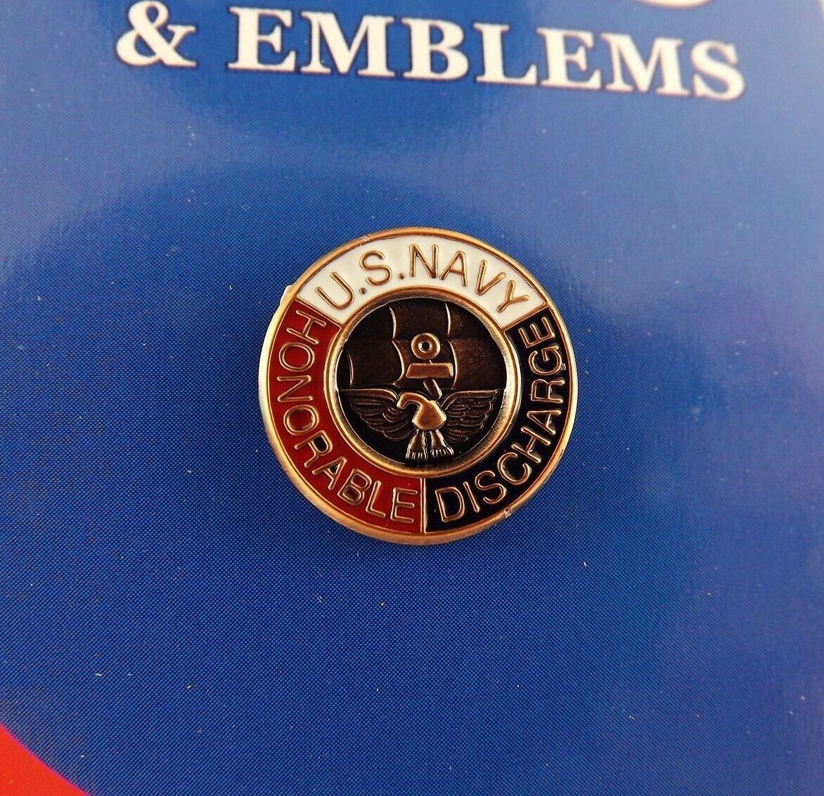 BRAND NEW Lapel Pin United States Navy Honorable Discharge Red White Blue 5/8