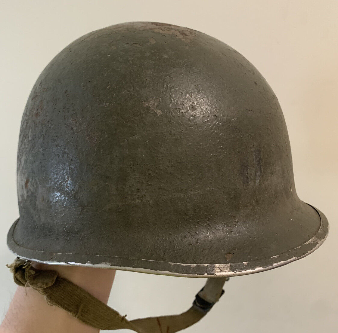 WWII US M1 Helmet Shell Front Seam Captain Marked