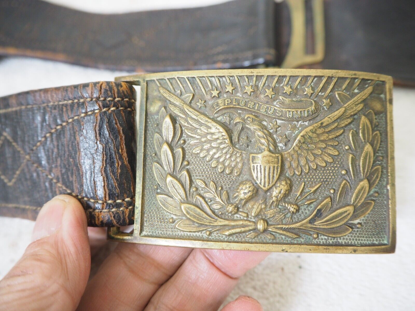1870-90's US Indian Wars Leather Officer's NCO Sword Belt with Brass Buckle
