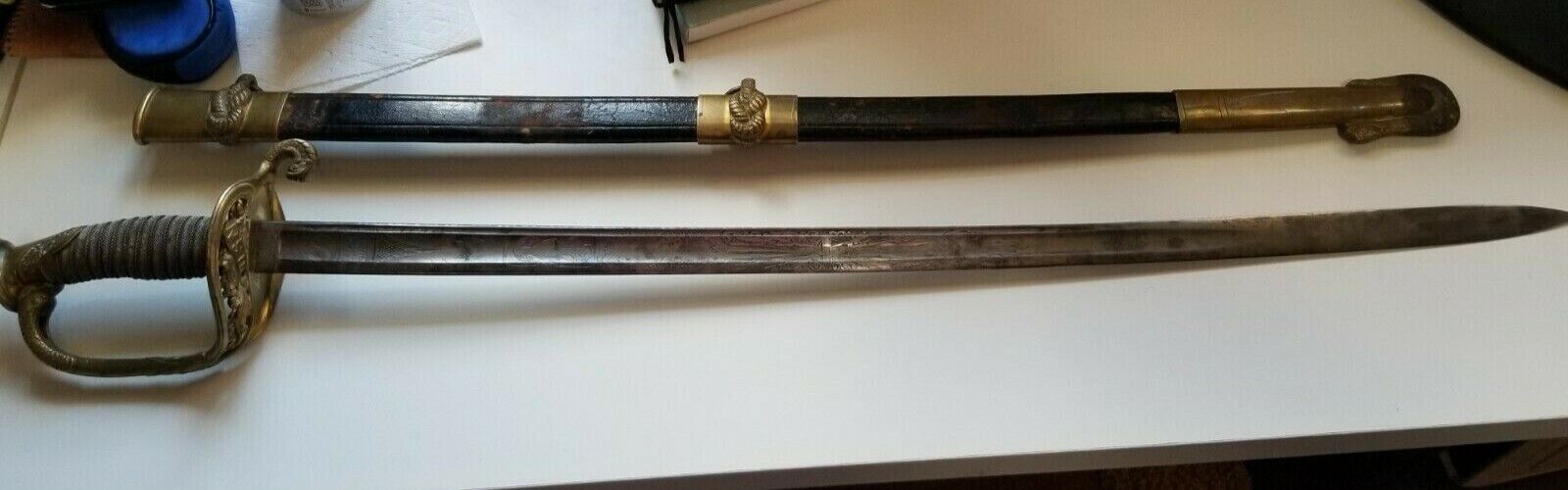 Antique U.S. 1852 Naval Officer's Sword Made by W. H. Horstmann Civil War Sword 