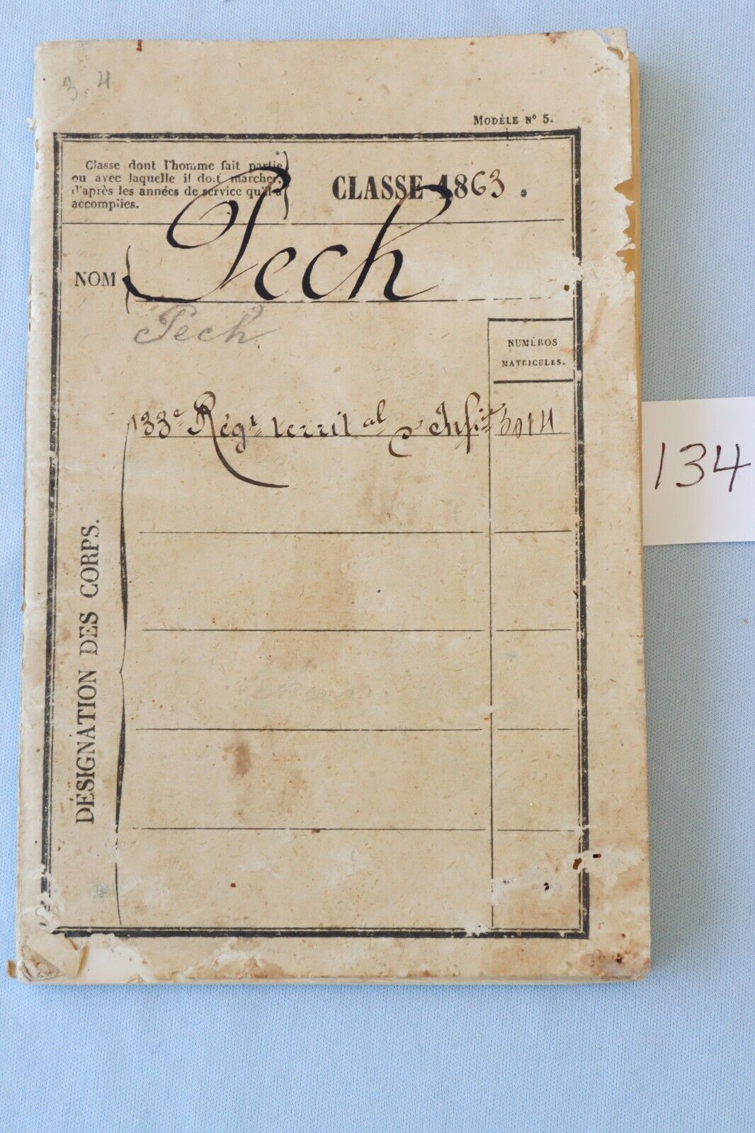 1863 France Army Soldier Livret Service Record Booklet Battle War