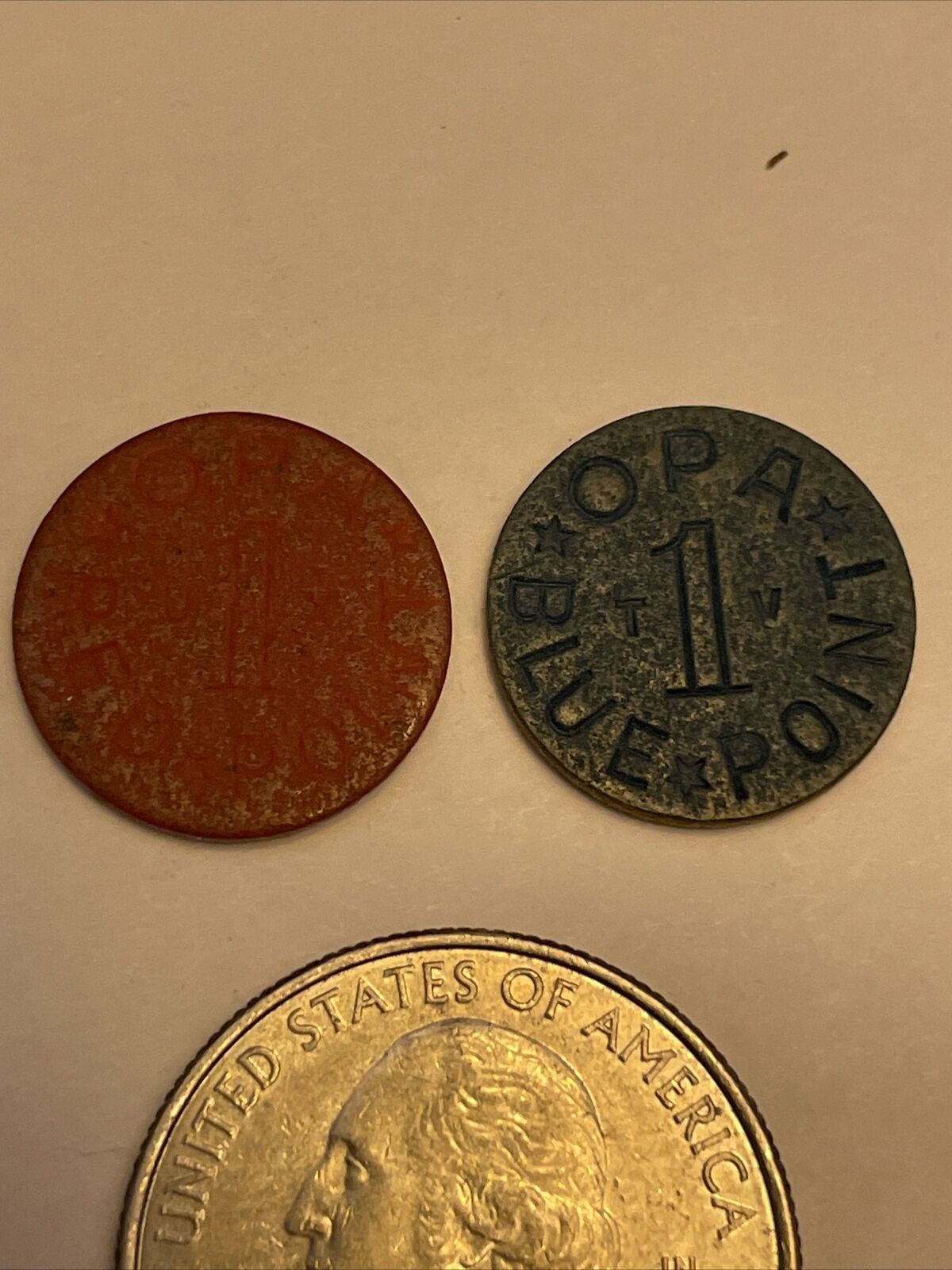 Vintage, WWII OPA War Ration Tokens Red and Blue