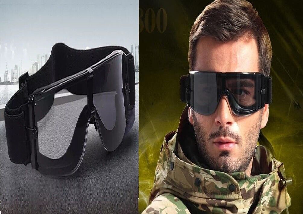 Motorcycle Windproof Tactical Military Shooting Airsoft Riding Goggles 3 Lens