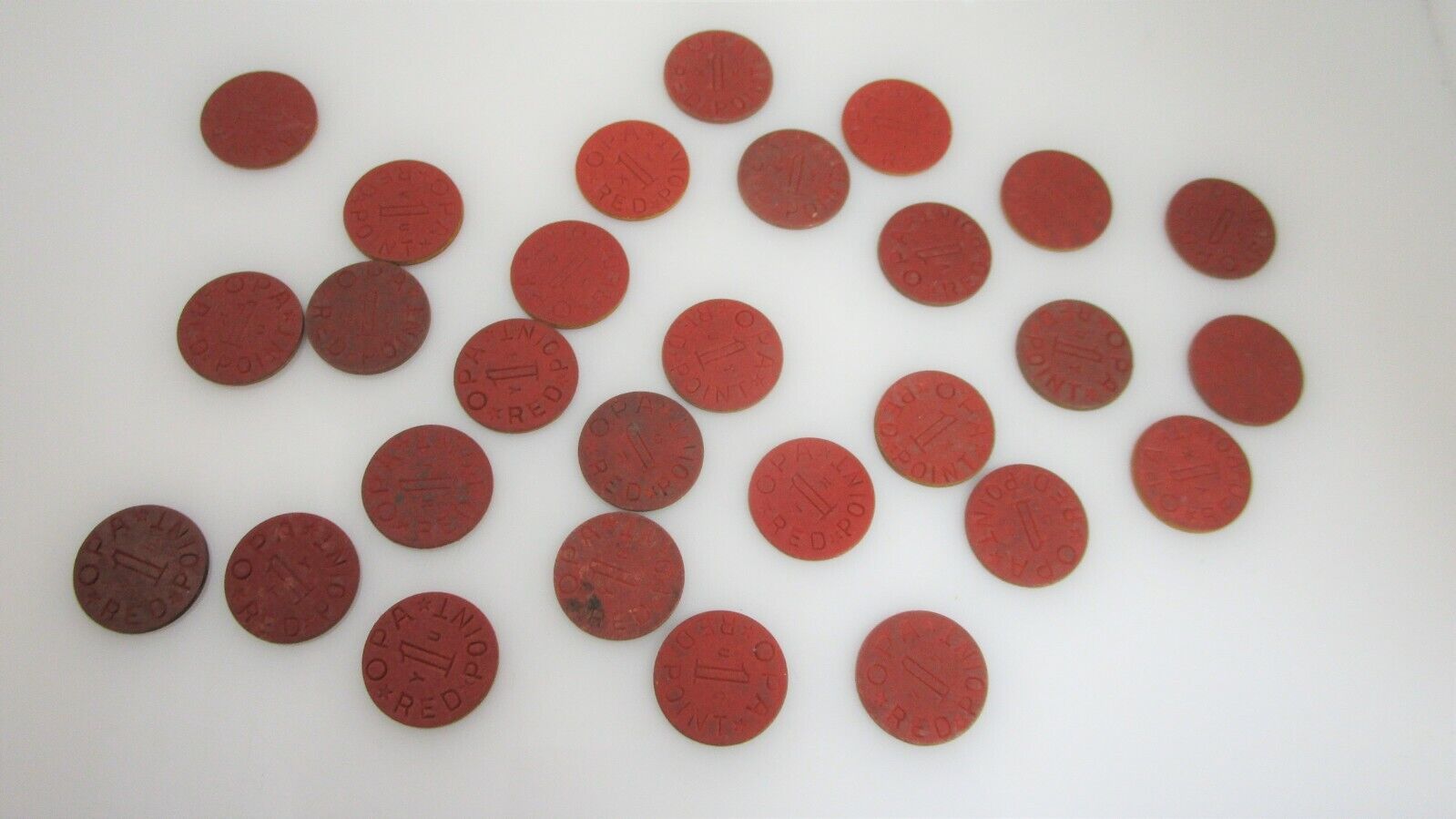 Set of 28 OPA WWII Red Food Token Rations All Different Letters 