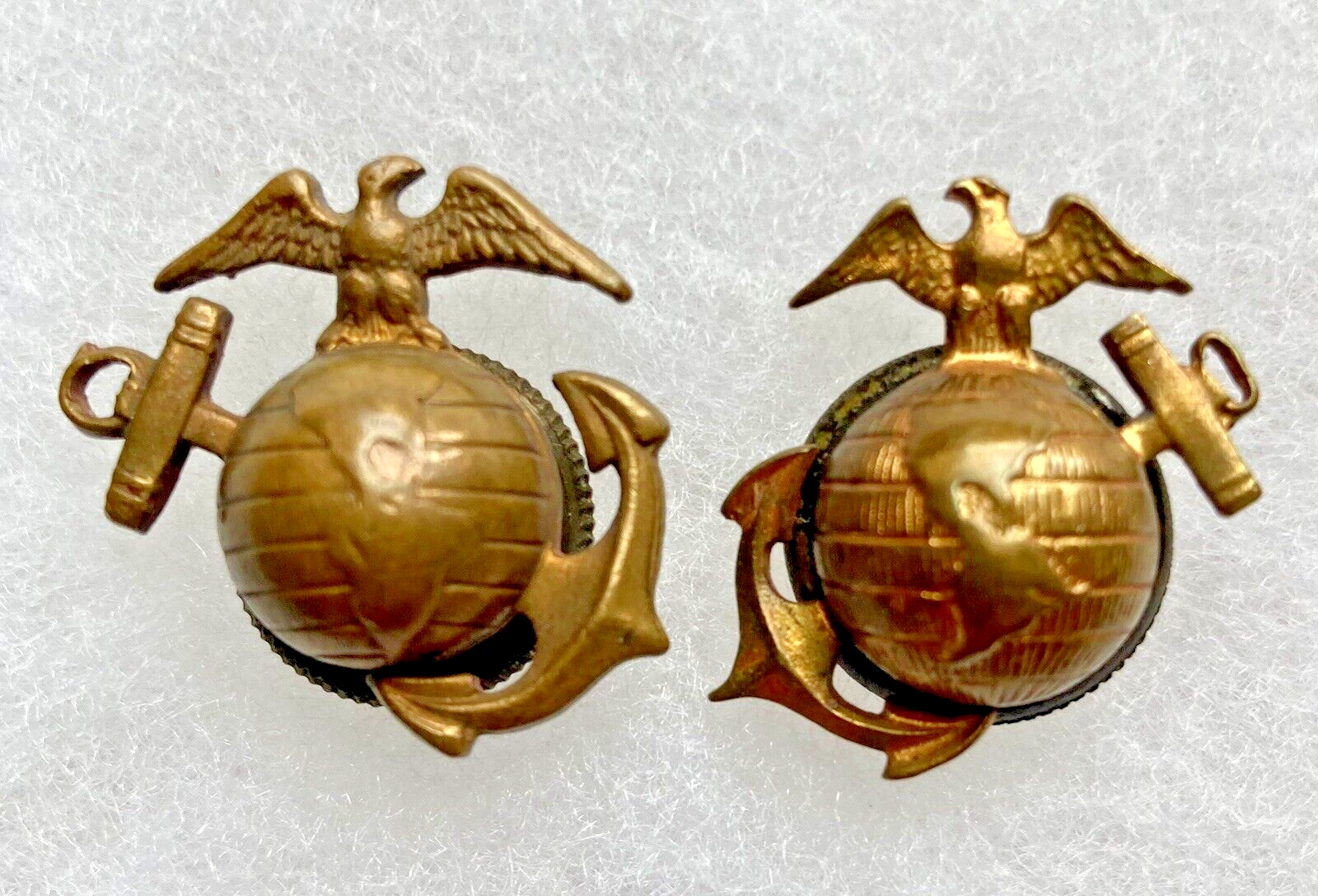 USMC Pair of EGA 1920-1937 Era Gold Collar Badges for Dress Uniform (sb nhm)