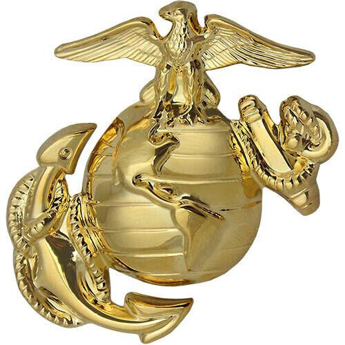 Marine Corps Enlisted Dress Cover Gold EGA Device - USMC Dress Uniform EGA Pin