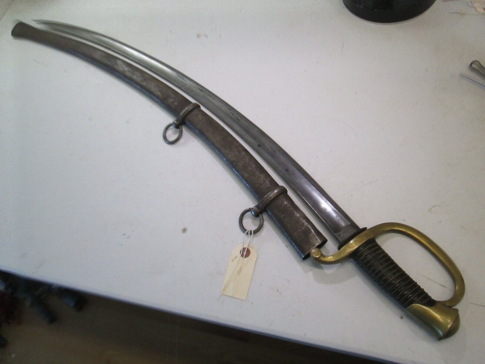 US MODEL 1860 CIVIL WAR ARTILLERY SWORD WITH SCABBARD MARKED AMES DATED 1863 B51