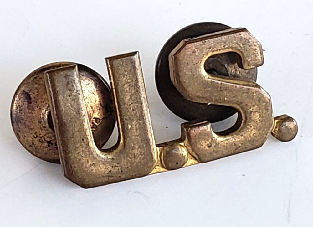 Antique US Army Insignia Brass Collar Pin 15/16\