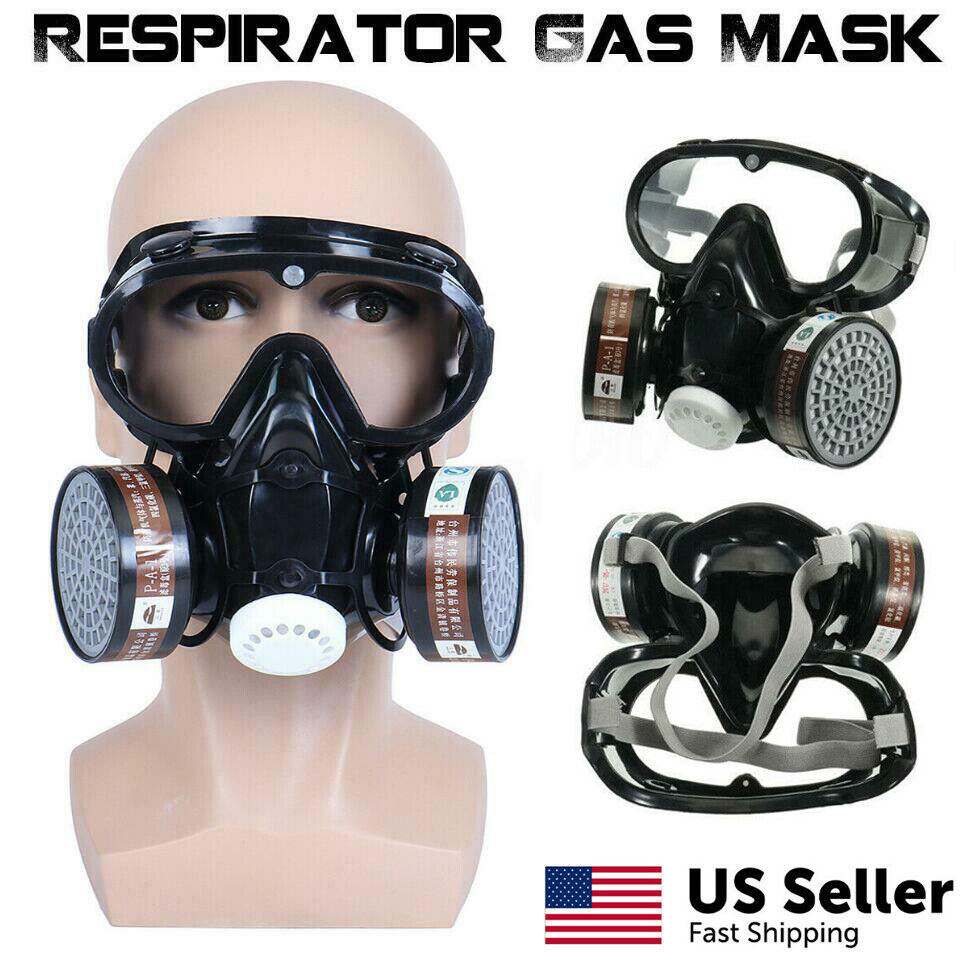 Respirator Gas Face Mask Safety Chemical Dustproof Filter Military Eye Goggle