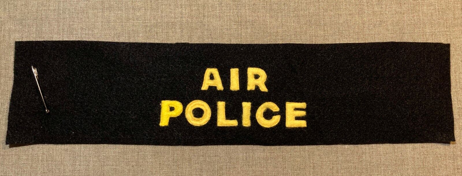 Korean war USAF Air Force AIr Police Armband wool felt yellow letters on black 