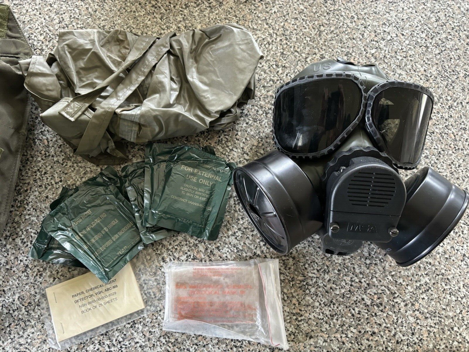 US Military Issued Gas Mask With Operating Cards canvas bag and more