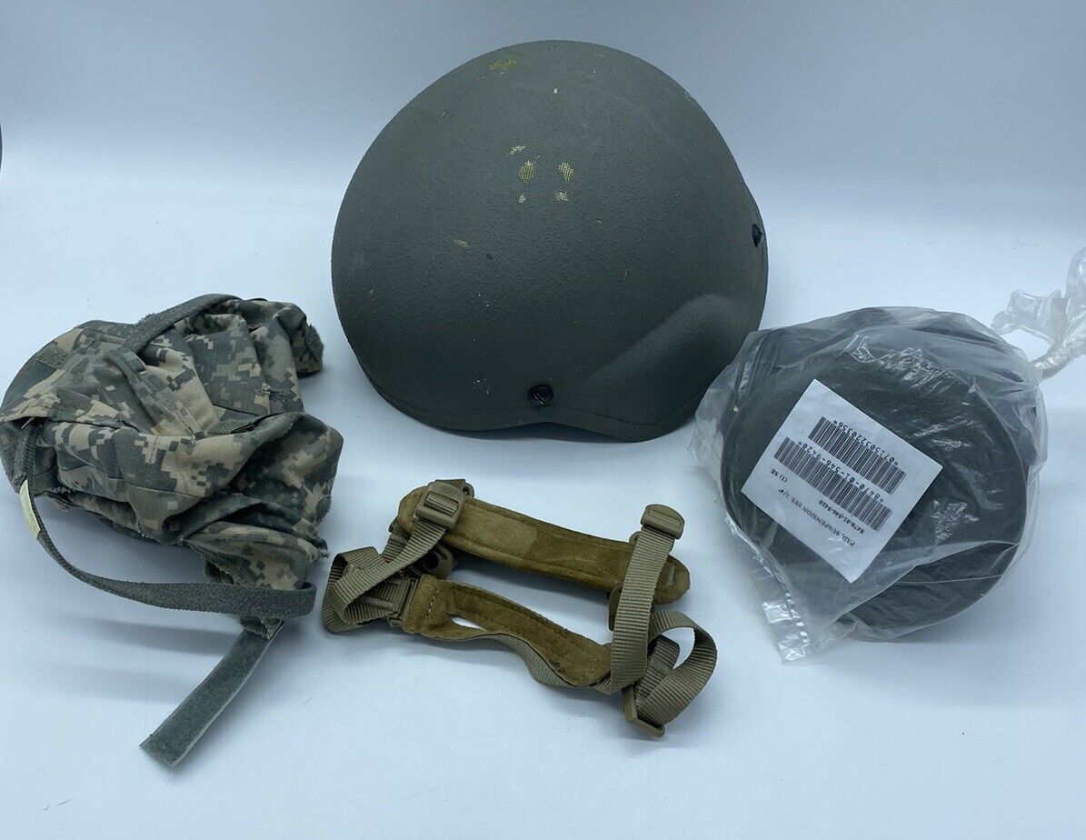 U.S. Army ACH Combat Helmet w New Pads & Opscore Chin Strap Size Large GWOT