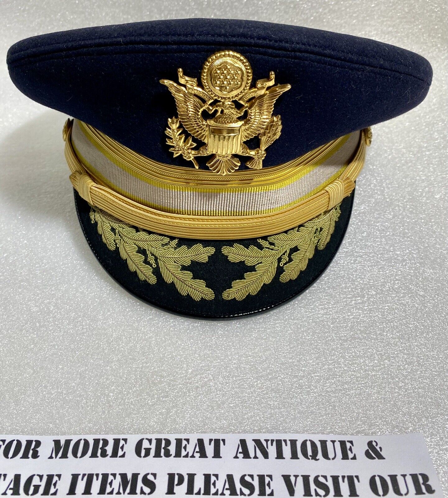 US Army Military Dress Cap Officer Major Gold Trim - Bancroft Size 7 1/4