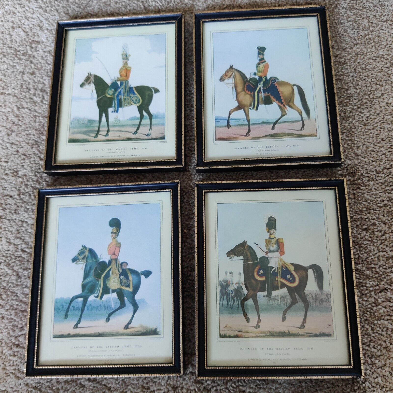 4 Vintage Framed Officers of the British Army No. 15,26,42,47