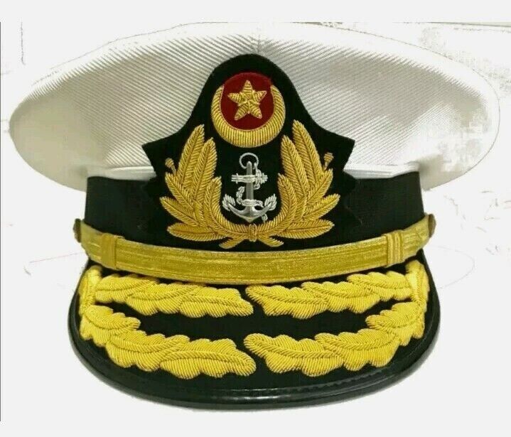 PAKISTAN NAVY ADMIRAL OFFICIAL WHITE HAT ALL SIZES HIGH QUALITY