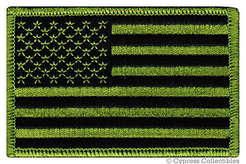AMERICAN FLAG PATCH - US CAMO GREEN SUBDUED SHOULDER USA embroidered iron-on