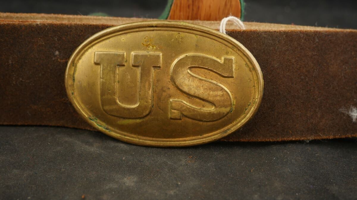 KG79-0623-0267, Early Civil War Buff Belt with Brass Buckle