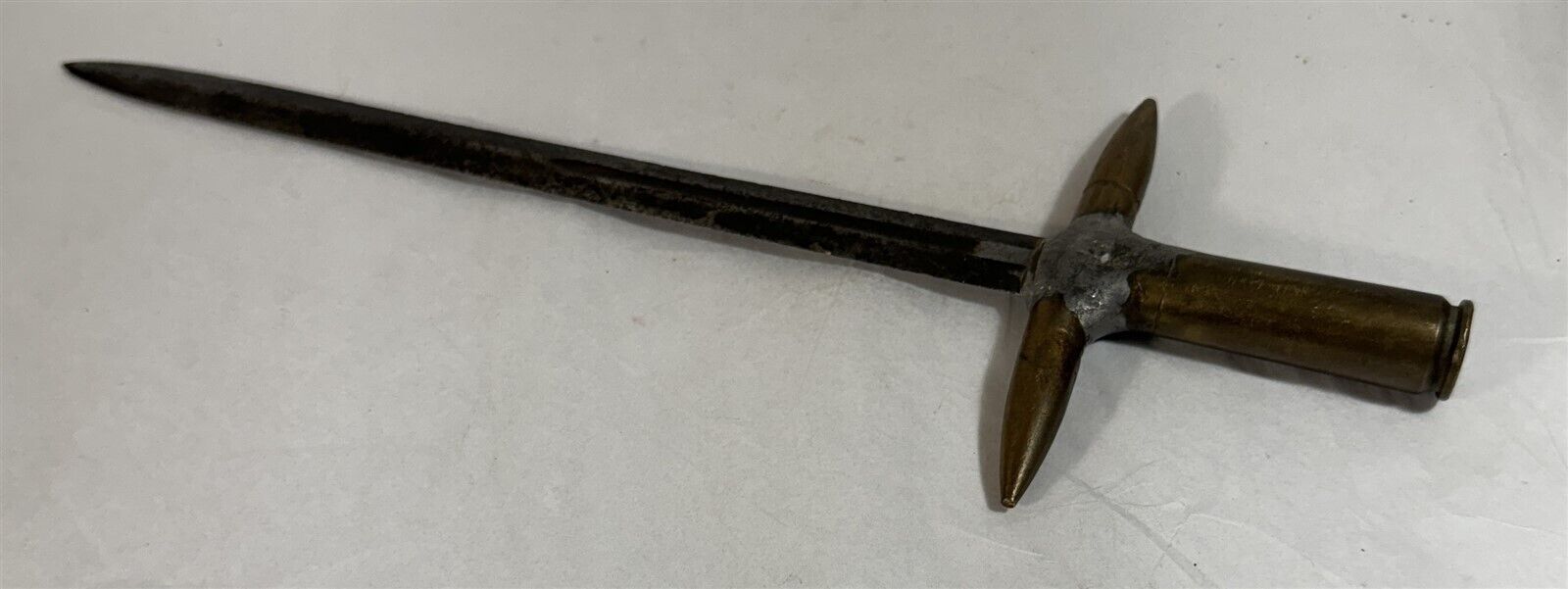  Vintage WW II Trench Art Bayonet Knife Dagger Customized 50 Cal Case