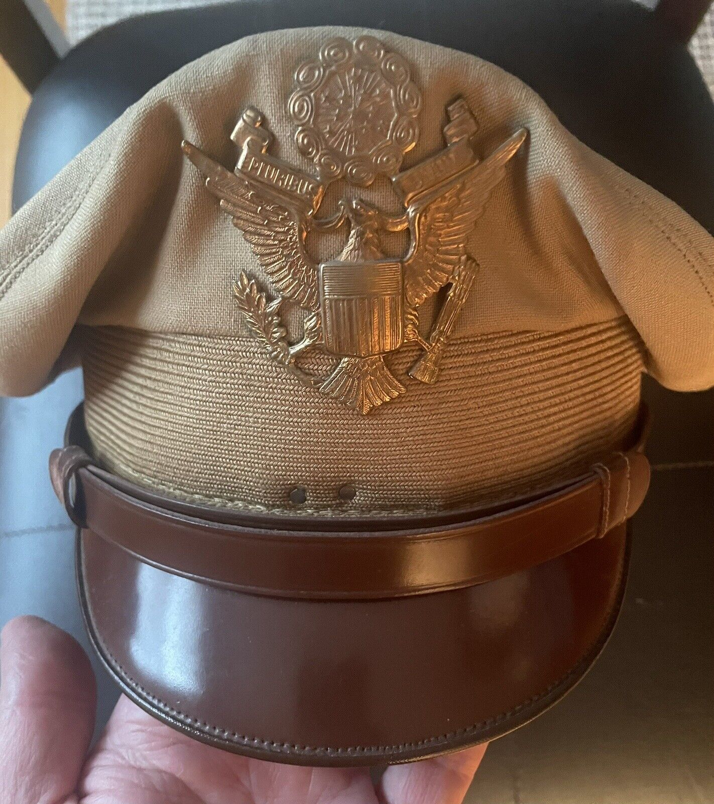 Vintage WW2 USAAF Army Officers Pilots (Pink) Crusher Visor Hat Cap Sz 7