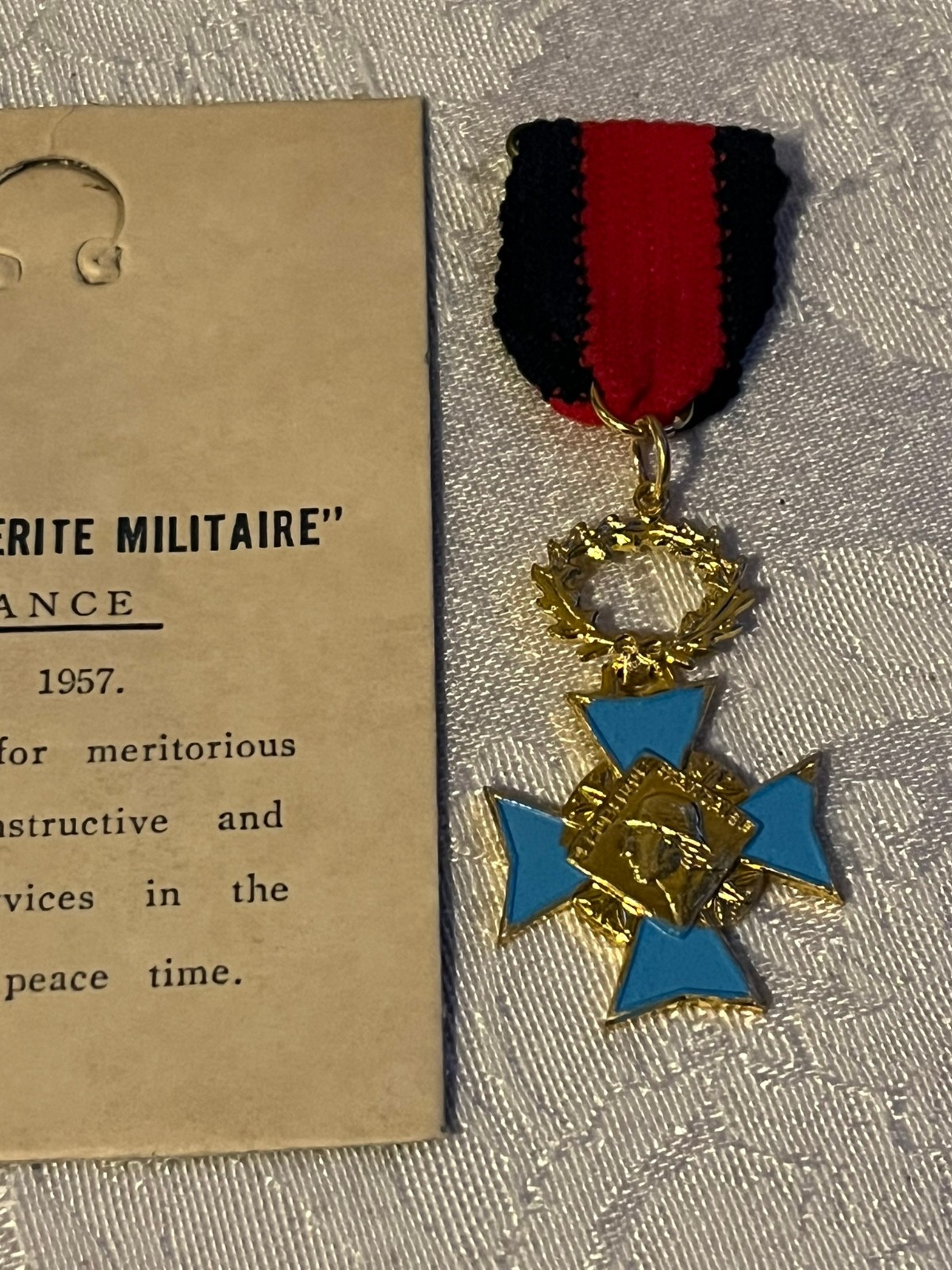 French Order of Military Merit (Ordre de la Mérite Militaire) medal, est. 1957