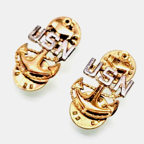 US Navy USN Anchor Insignia Lapel Hat Pins 1/20 10K Gold Filled & Sterling