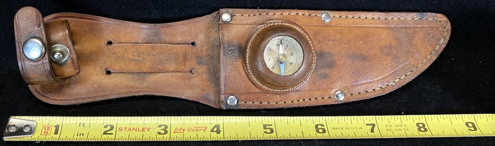 Vintage WW II ? Germany DRGM Rare Compass in Leather Knife Sheath