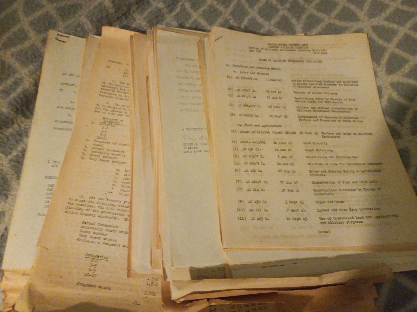 1945 WWII documents of The U.S.Government zone of Germany very rare 7th Army