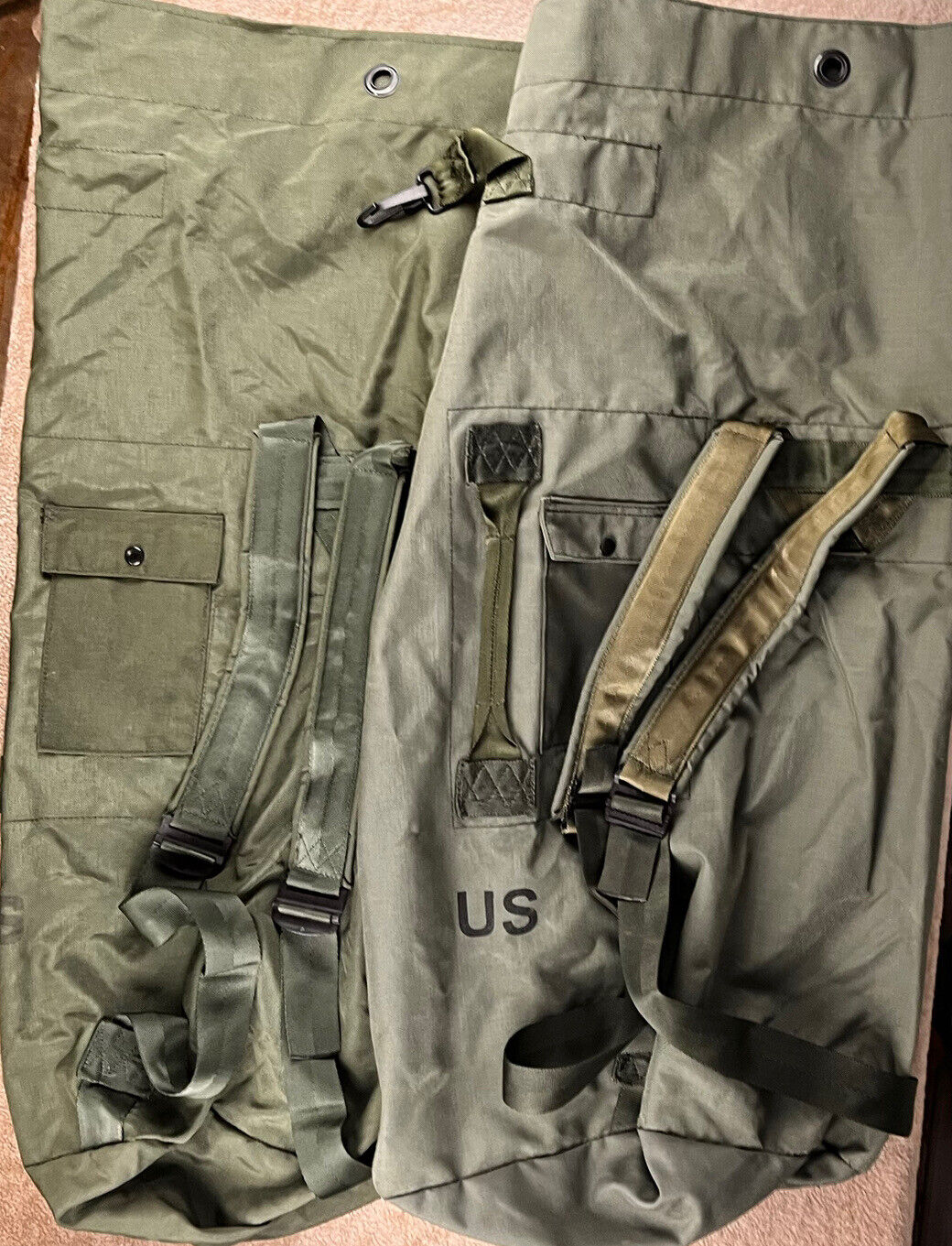 Military Duffle Bag OD Green Nylon Sea Bag x2 Carry Straps Army 8465-01-117-8699