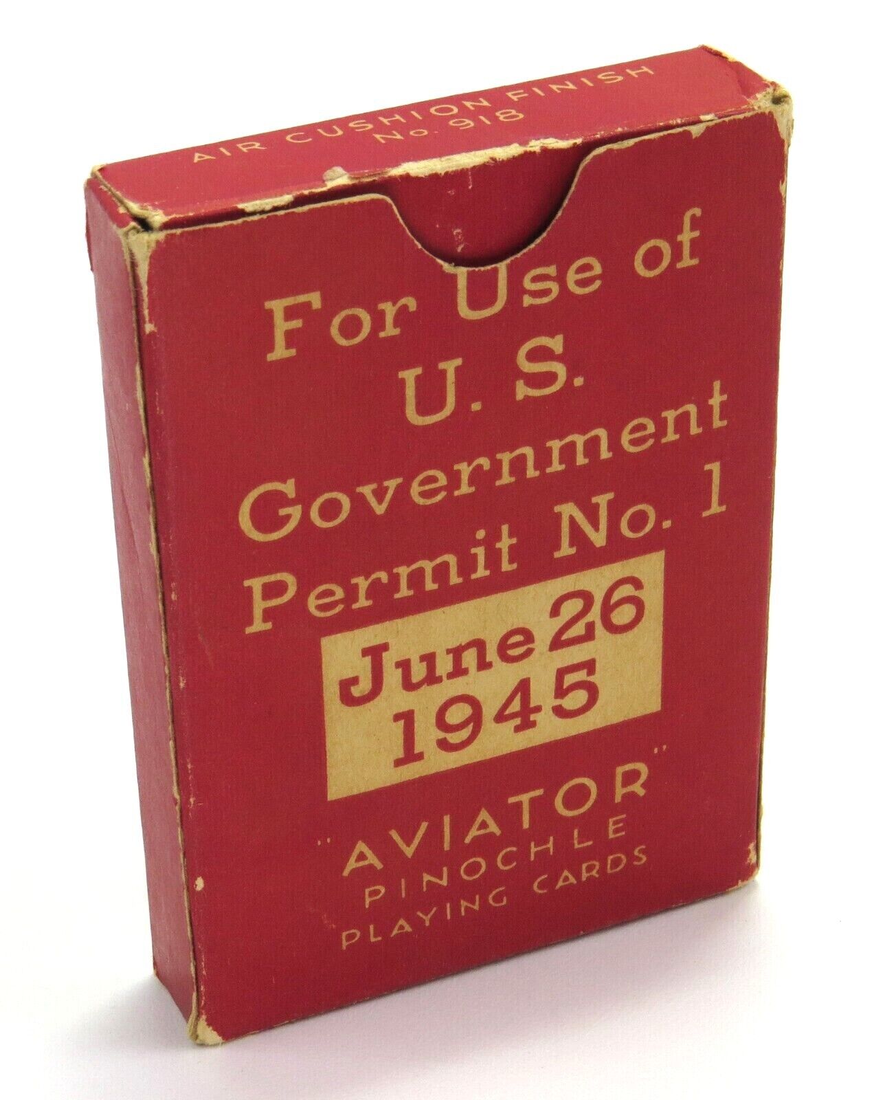 Vintage June 26 1945 Aviator Pinochle Cards, U.S. Government Permit No. 1, Read