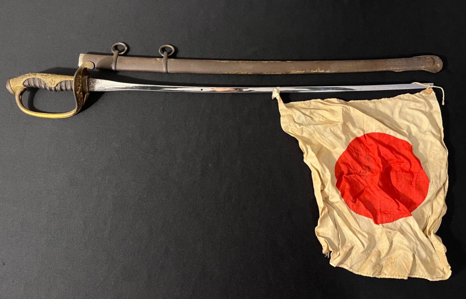 RARE Japanese Flag Sword -Antique/Old WW2 Samurai Collection