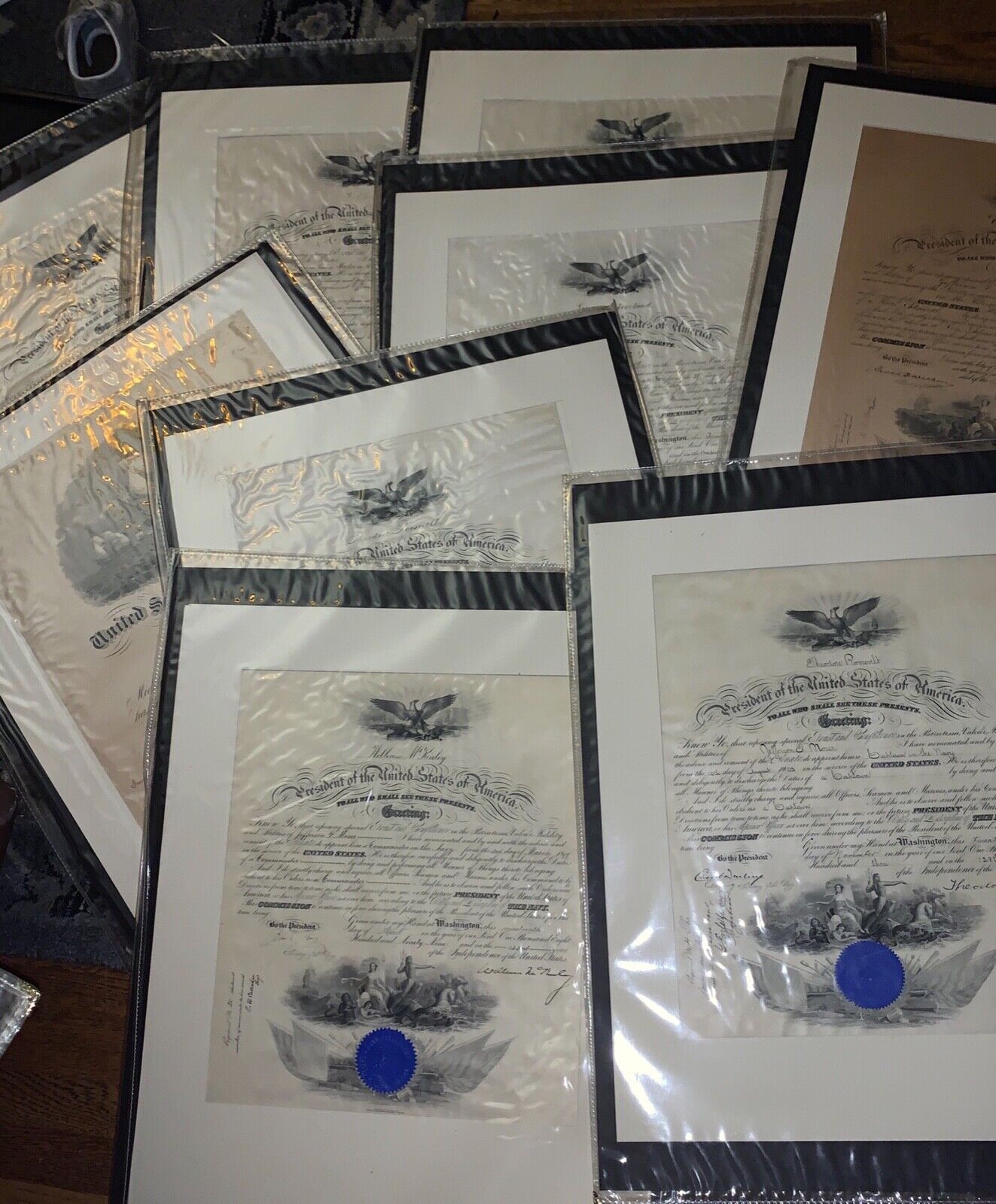 RARE USN ADMIRAL 8 NAVY COMMISSIONS CIVIL WAR TO WW1 US PRESIDENT AUTOGRAPHS
