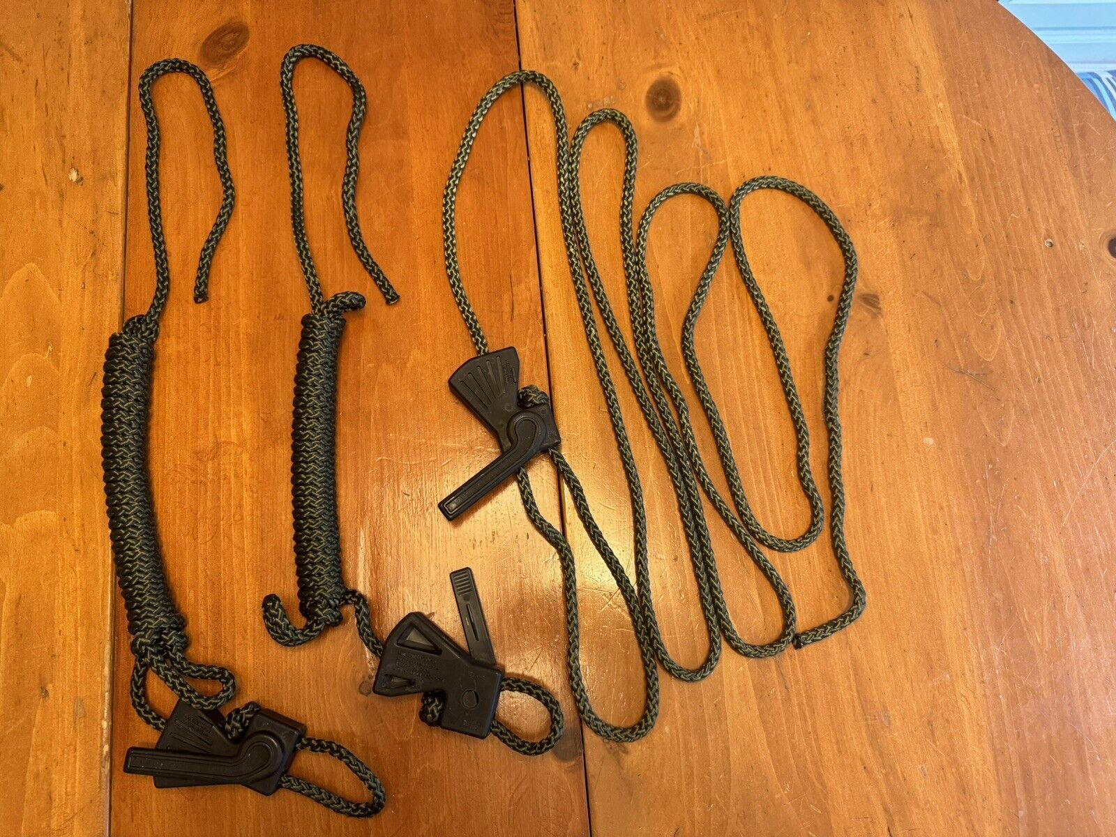 THREE... MILITARY TENT DRASH ROPES WITH LOCKING TENSIONERS CAMPING HUNT US ARMY