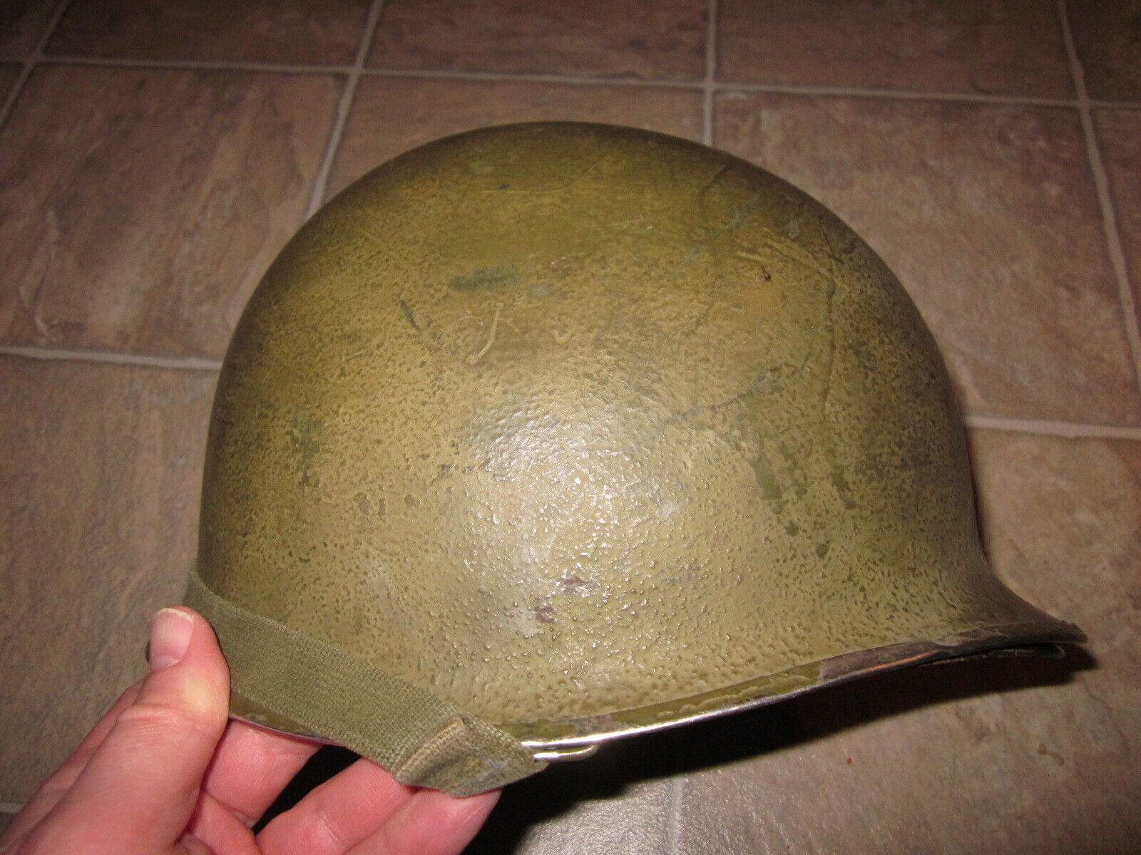 Original vintage WWII US Army fixed bale steel M1 helmet and liner 