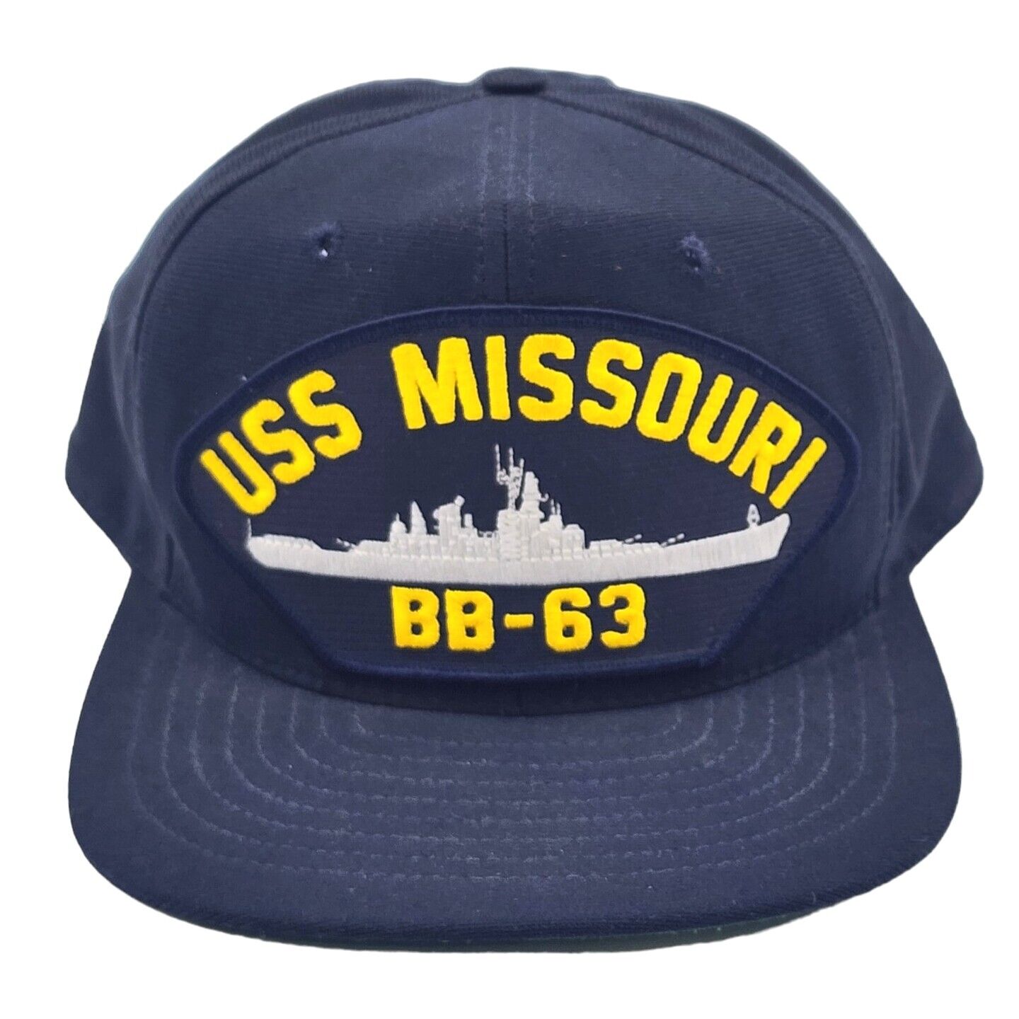 USS Missouri BB 63 US Navy Hat Snap Back Adjustable Cap Embroidered Blue Gold