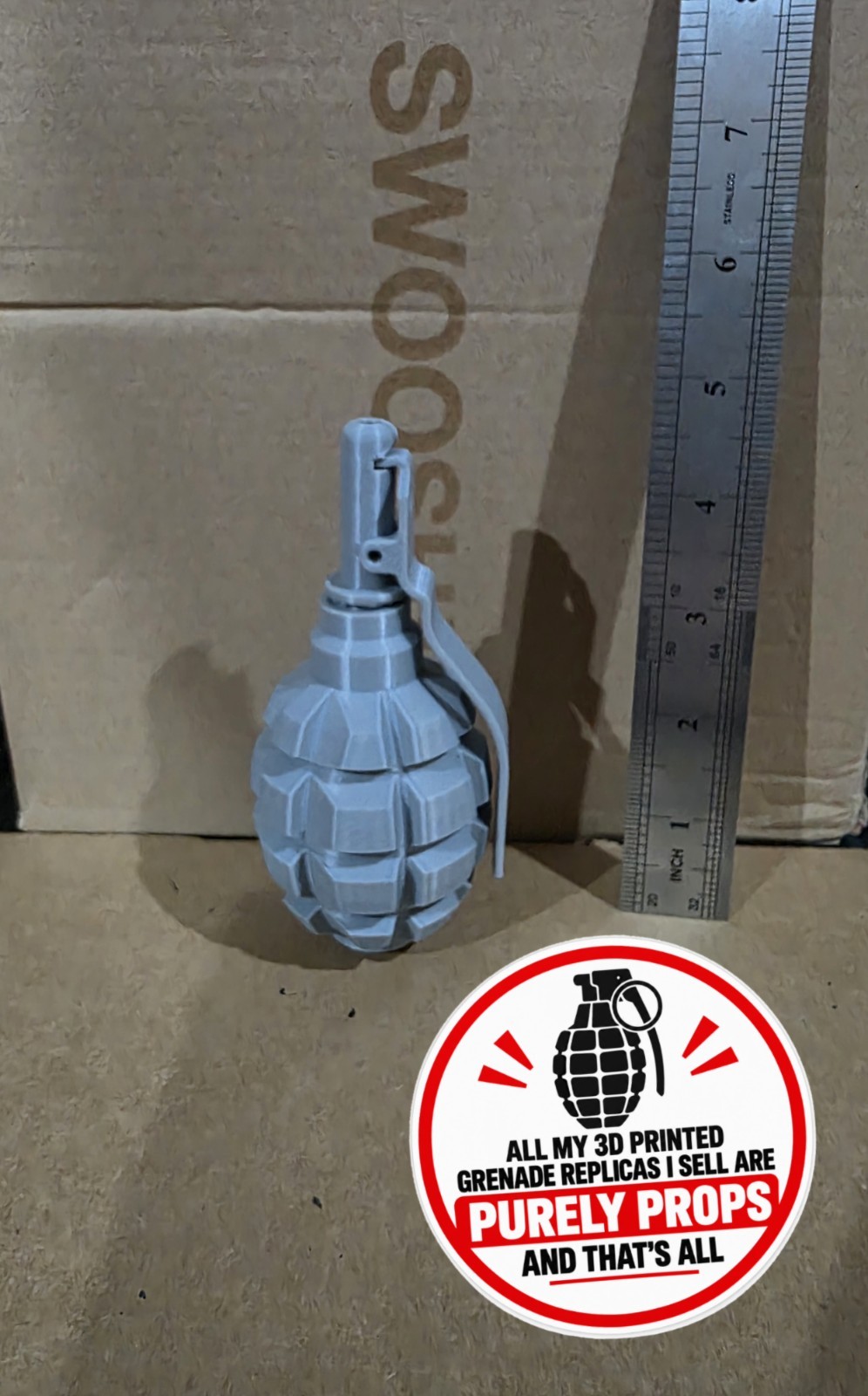 F-1 Russian Replica Hand Grenade 3D Printed Prop UNPAINTED TOY