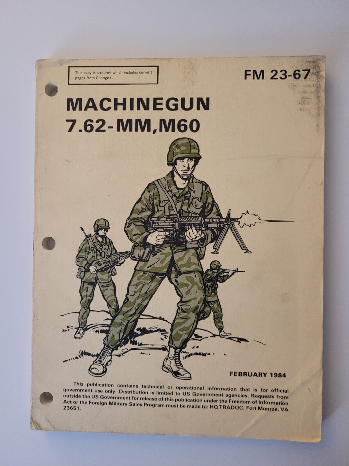 1984 Department of the Army Machine Gun 7.62mm M60 FM 23-67 Manual