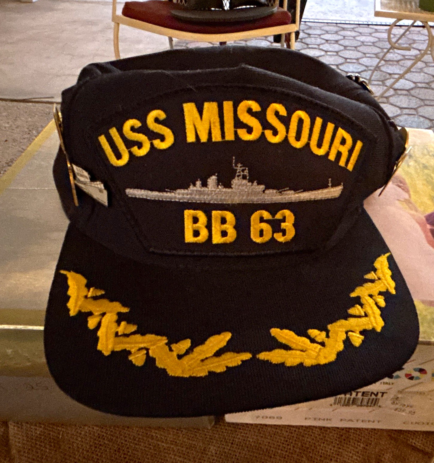 USS Missouri BB-63 Navy Captain Hat Pearl Harbor Memorial Pins V-21-N Vintage