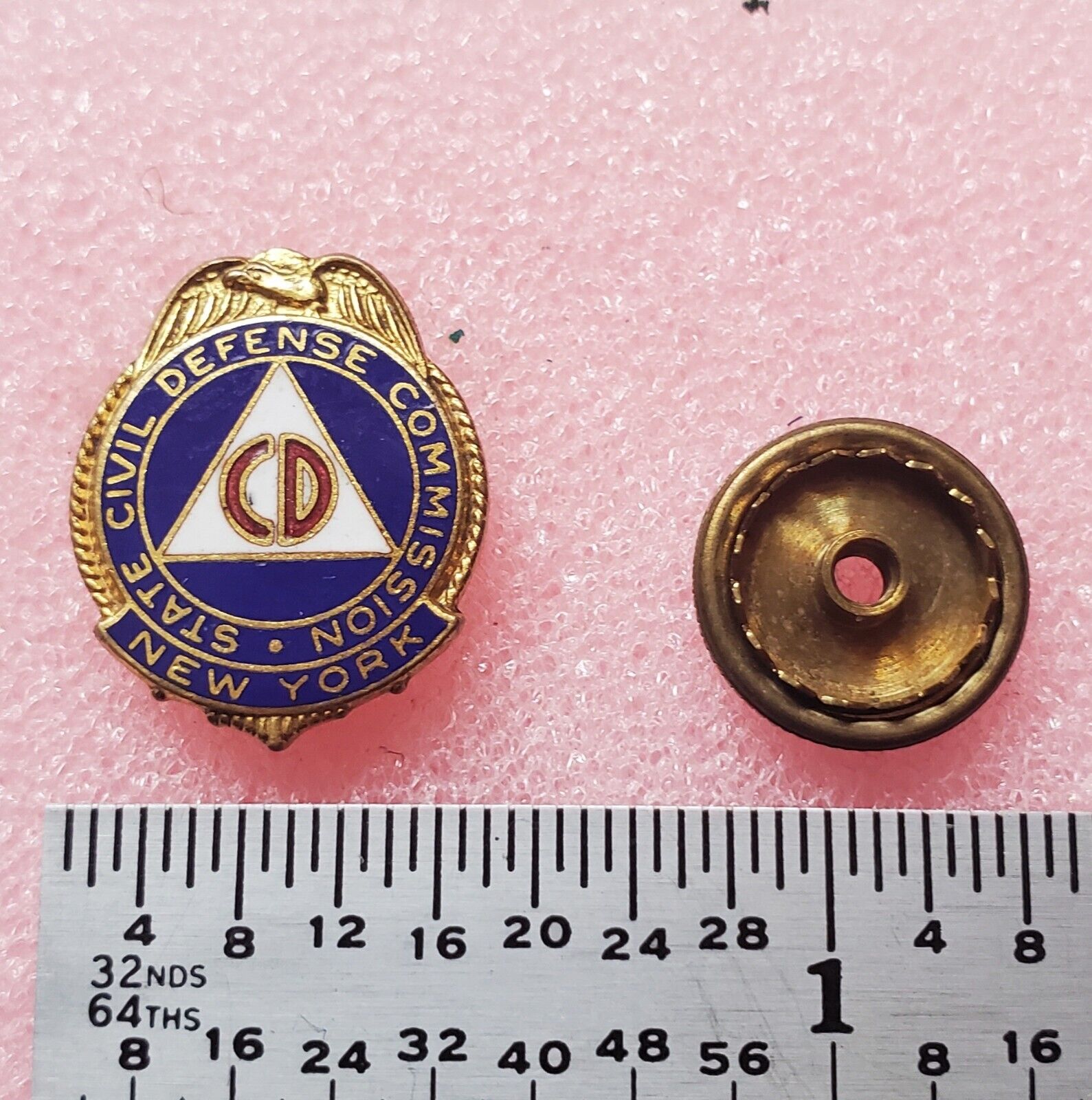 Vintage New York State Civil Defense Commission CD Enamel Lapel Pin
